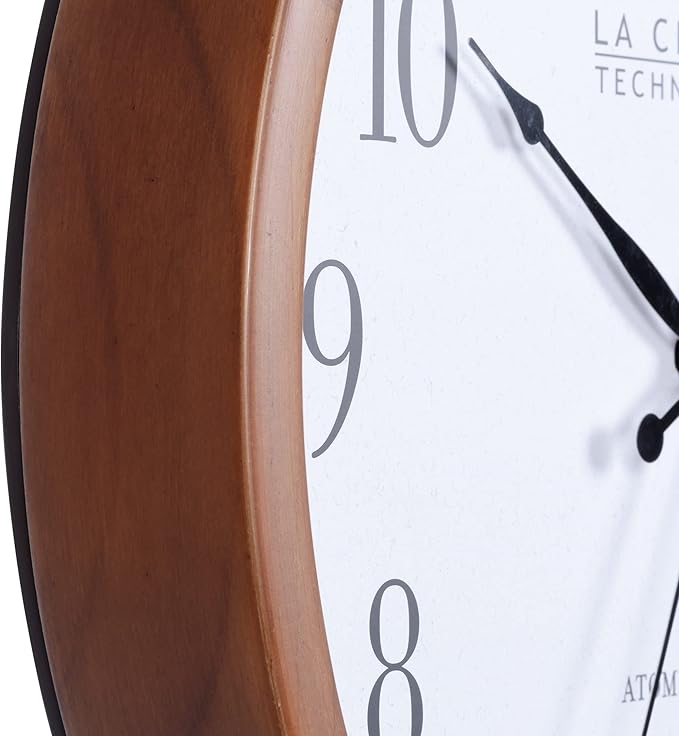 Reloj de Pared Analógico Atómico La Crosse Technology Madera Nogal 12.8 pulg miniatura 6