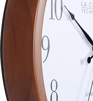 La Crosse Technology Atomic Analog Wall Clock, Wood, 12.80 (404-50447)