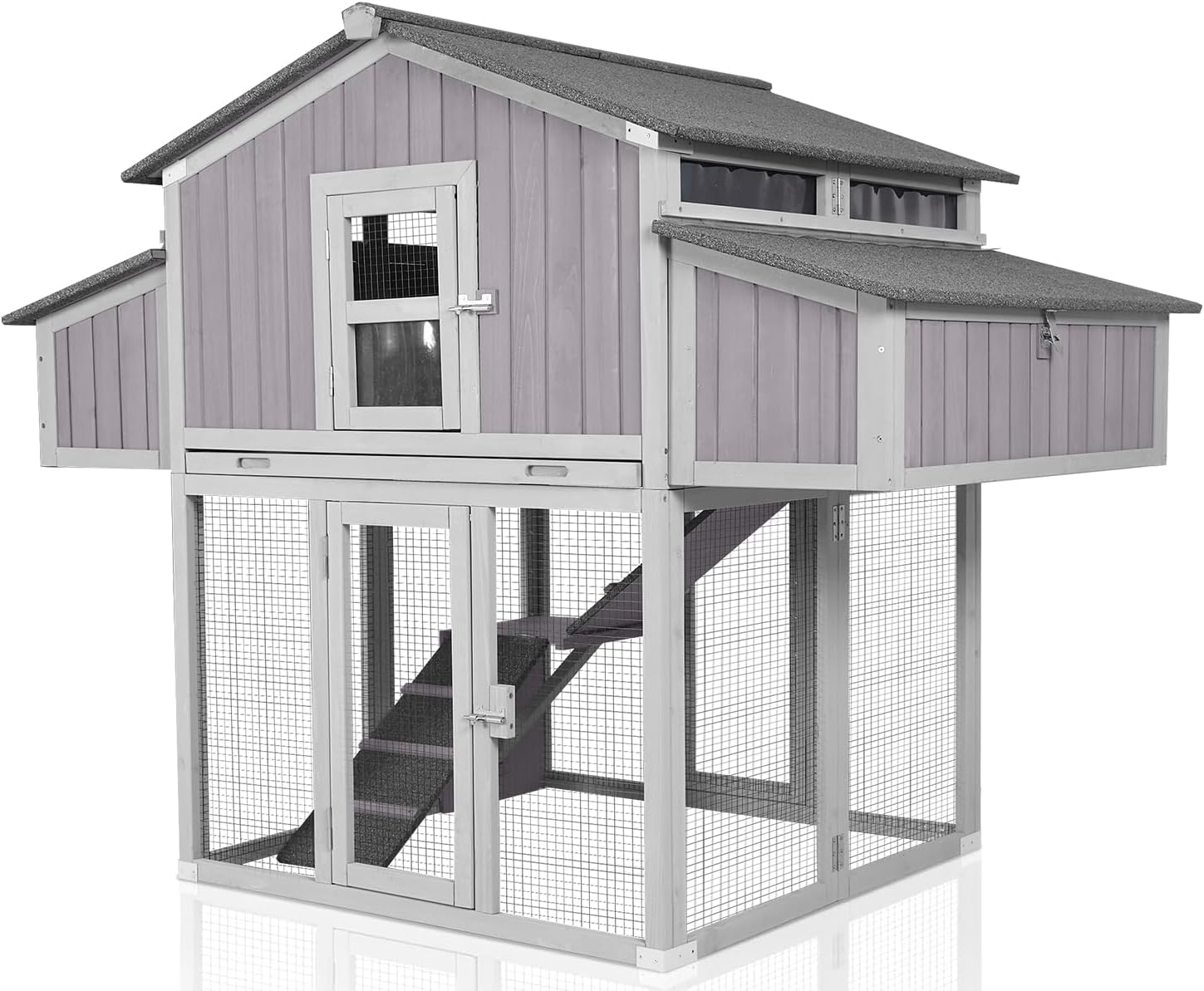 Large Chicken Coop - Unique Folding Design for Easy to Set Up - Chicken House for Outdoor with Two Nesting Box, Leakproof Pull-on Tray, and UV-Resistant Roof Panel