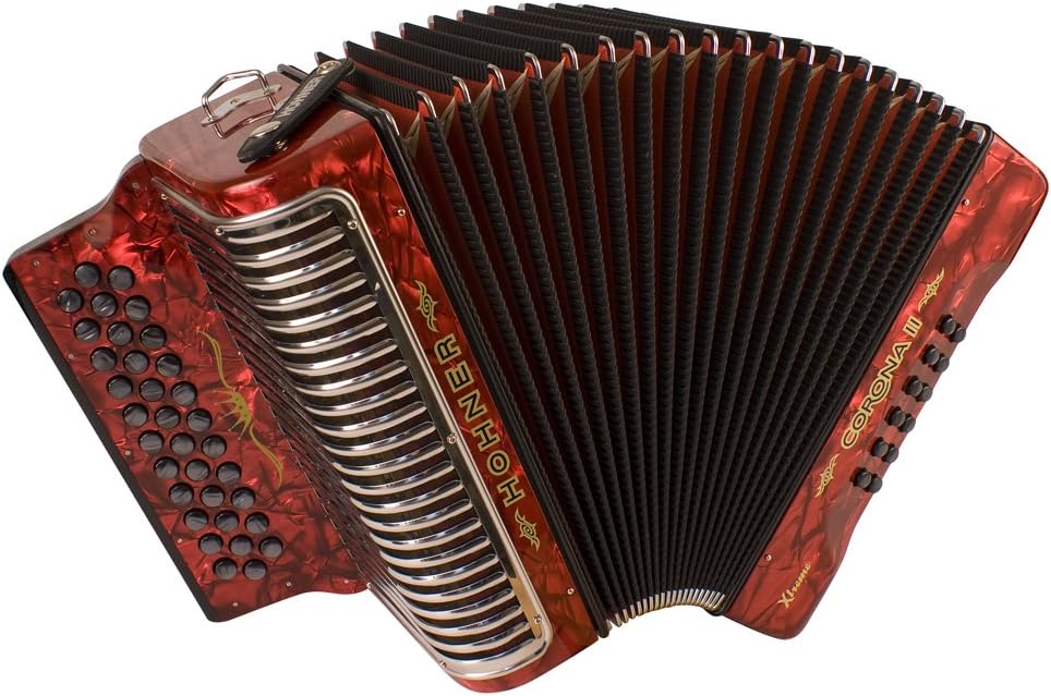 Hohner Corona Xtreme II 34-Button Accordion, GCF, Pearl Red