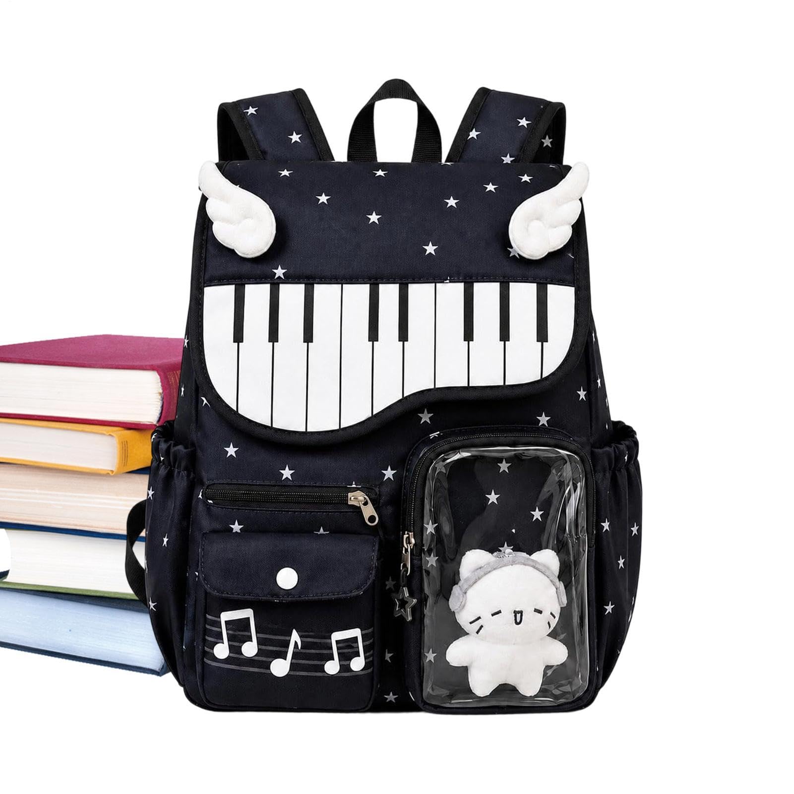 Zaino Pianoforte per la Scuola Grande Capacità Stiloso e a Pois con