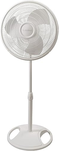 Lasko 2520 Ventilador oscilante de soporte, blanco de 16 pulgadas