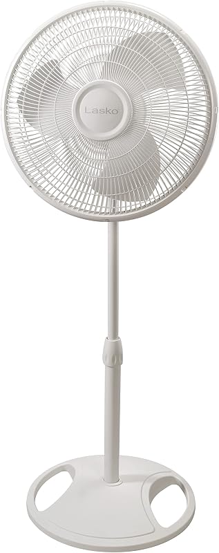 Lasko Oscillating Pedestal Fan - Adjustable to 47" - 2520 - White | Cooling Standing Fan for Bedroom, Living Room, and Home Office, 16" Blade Diameter, 3 Quiet Speeds