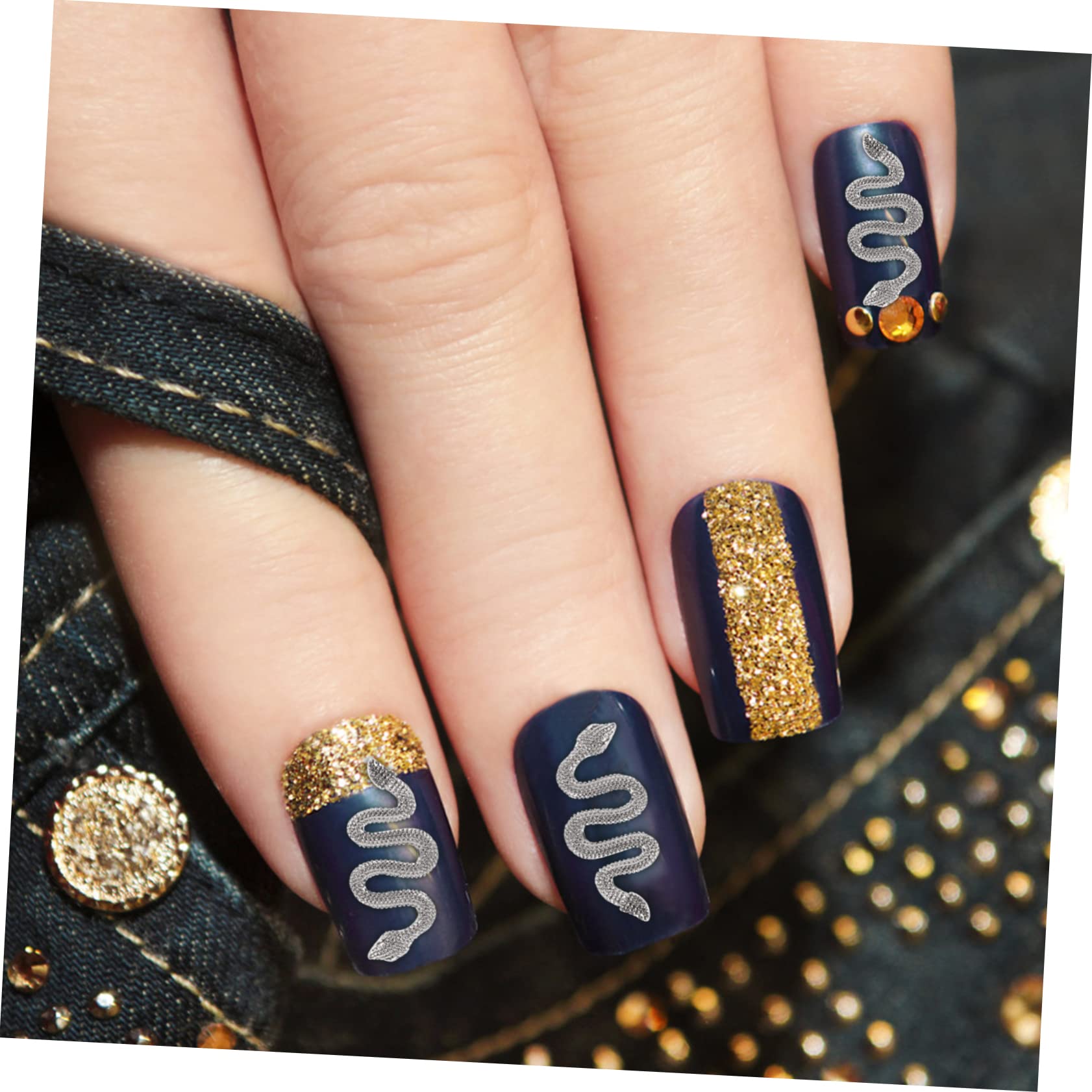 Healeved 250pezzi Ciondoli Per Unghie Forma Di Serpente Di Alta Qualità Decorazioni Per Nail Art Retro Da Accessori Per Unghie Unici e Brillanti