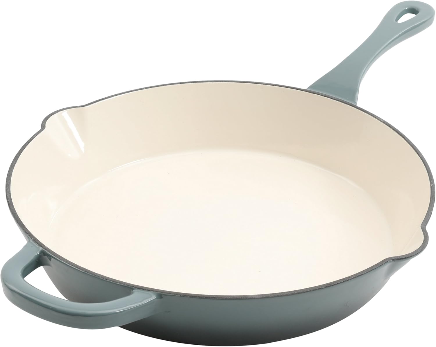 Crock-Pot 10 Inch Enameled Cast Iron Skillet with Handles - Ideal for Searing, Roasting, Frying - Even Heat Distribution, Pour Spouts - Oven-Safe & Stovetop Safe (Red)