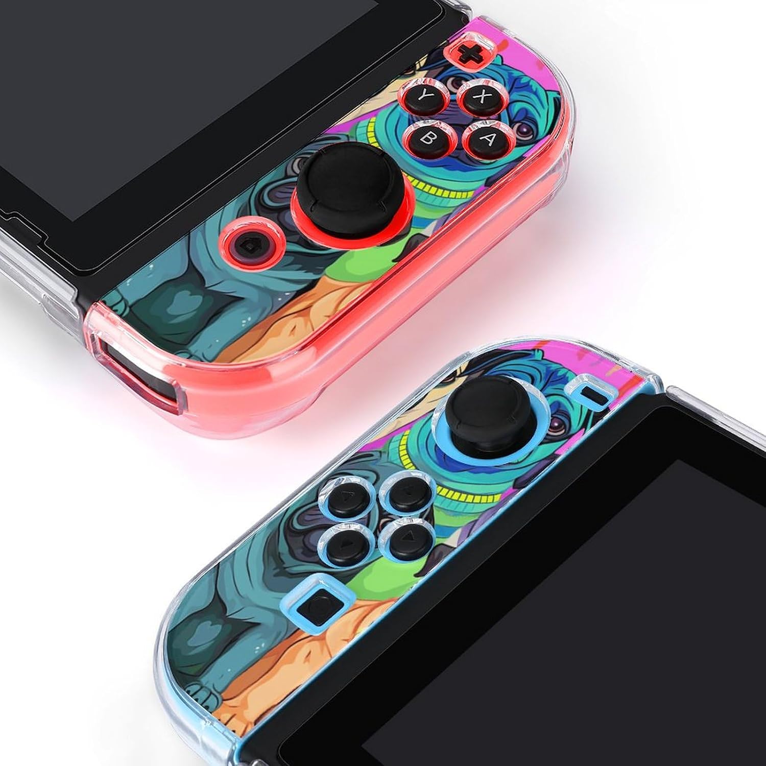 AoHanan Pug Dogs Pop Art Switch Screen Protector Case Cover Full Accessories Switch Game Case Protection Skin for Switch Console And Joy-Cons