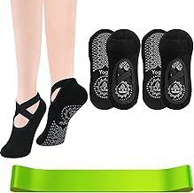 2 Pairs Women's Non-Slip Socks, Yoga Socks, Pilates Cotton Socks, Women's Yoga Socks, Women's Non-Slip Yoga Socks, Yoga Resistance Band, Pilates Socks, Black, L