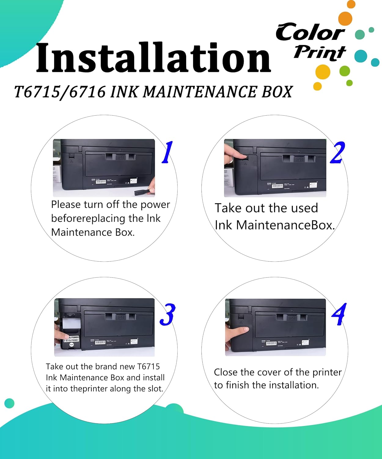 Color Printer T6715 T6716 Ink Maintenance Box Replacement for Workforce Pro WF-3820 WF-4820 EC-4020 WF-4830 WF-4720 WF-4834 WF-4734 WF-4730 WF-4740 EC-4030 WF-M5799 WF-C5710 WF-C5290 Printer (2-Pack)