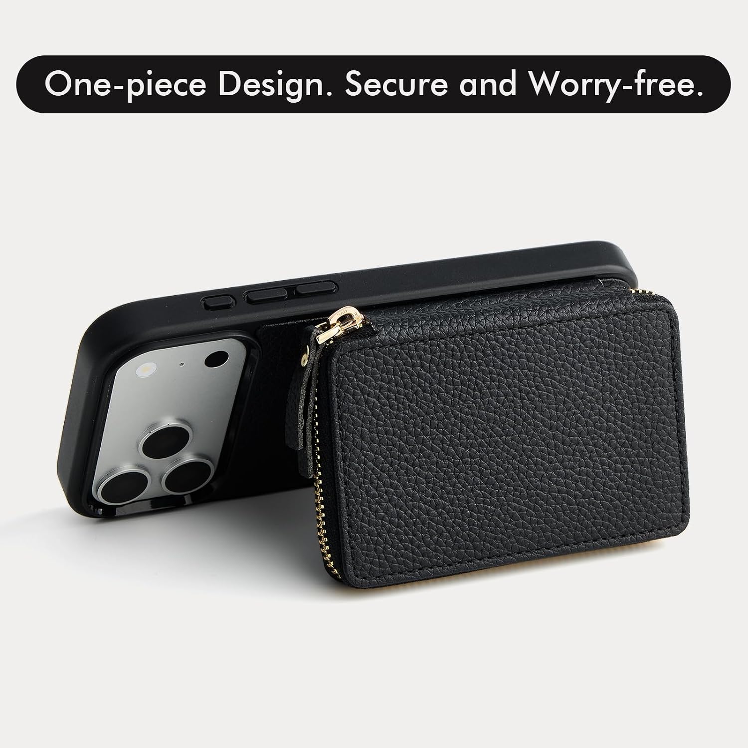 ZVE for iPhone 17 Pro Crossbody Wallet Case Compatible with Magsafe, Zipper Purse with Card Holder Wrist Strap for Women 6.3" Black