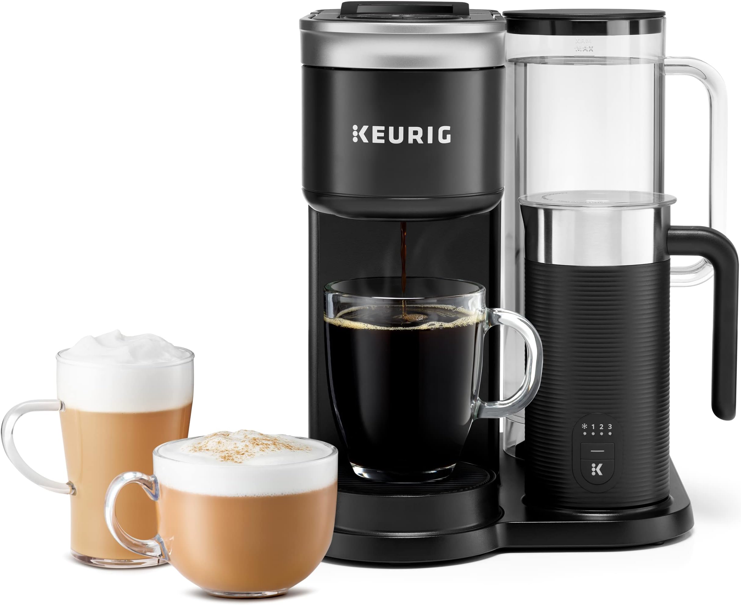 KeurigK-Café SMART Single Serve Coffee Maker with WiFi Compatibility, Latte and Cappuccino Machine with Built-In Frother, 6 Brew Sizes, Compatible with Alexa, Black, (5000365485)