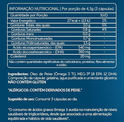 Ômega 3 TG 120 Cápsulas 1000mg 540mg EPA, 360mg DHA
