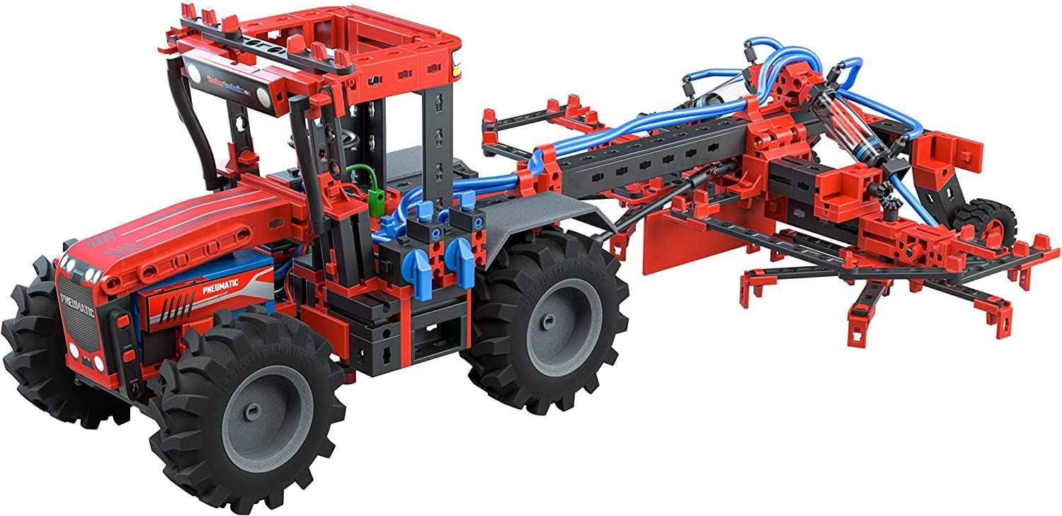 fischertechnik 559876 PROFI Strong Pneumatics – Bausatz für Kinder ab 9 Jahren, pneumatisch betriebenes Konstruktionsspielzeug mit Traktor und 5 weiteren Modellen