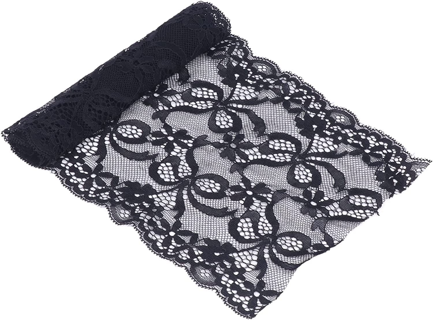 Pizzo cucito fai-da-te, tessuto con rifiniture in pizzo a nastro, nastro da 10 iarde, tessuto bianco nero di buona elasticità largo 17 cm for decorazioni di nozze Bril Confezione regalo artigianale fa