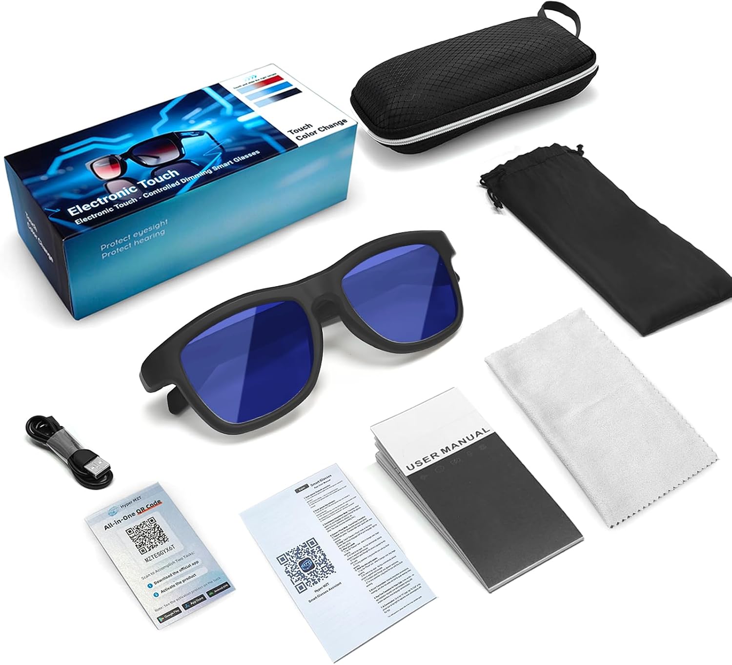 AI Smart Glasses with Real Time Translation, Bluetooth Bone Conduction Open Ear Audio, UV Color Change Lens for Travel & Business Meetings