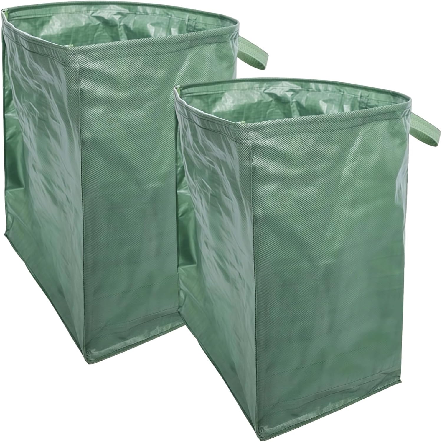 2 Reusable 53 Gallon Lawn and Garden Bags, Foldable Yard Waste Containers with Easy Sweep Semi-Open Design, Strong Pp Material