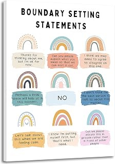 Boundary Setting Statements Canvas Wall Art Mental Health Wall Decor Pictures Inspirational Psychology Poster Prints for Counselor Office Therapy Office Home Decoration 12x16in Ready to Hang