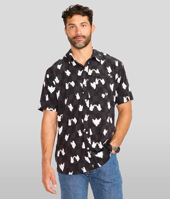 Tipsy Elves Halloween Button Down Shirts for Men - Spooky Party Wear with Comfort Blend