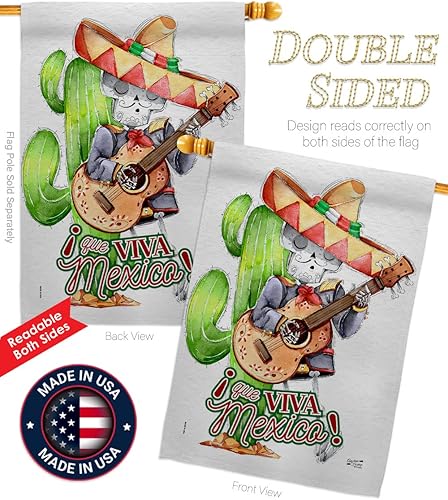 Miniatura 3 de Que Viva - Bandera de casa de México, fiesta de verano del Cinco de Mayo, cactus y piñata, sombrero para fiesta mexicana al aire libre, pancarta
