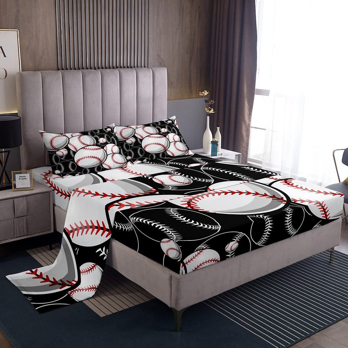 Feelyou Kids Baseball Sheet Set Baseball Sports Theme Bed Sheets for Kids Boys Girls Ball Games Bed Set Soft Microfiber Bedding Sheets 1 Bed Sheets with 2 Pillowcases Queen Size Multi 35 Que