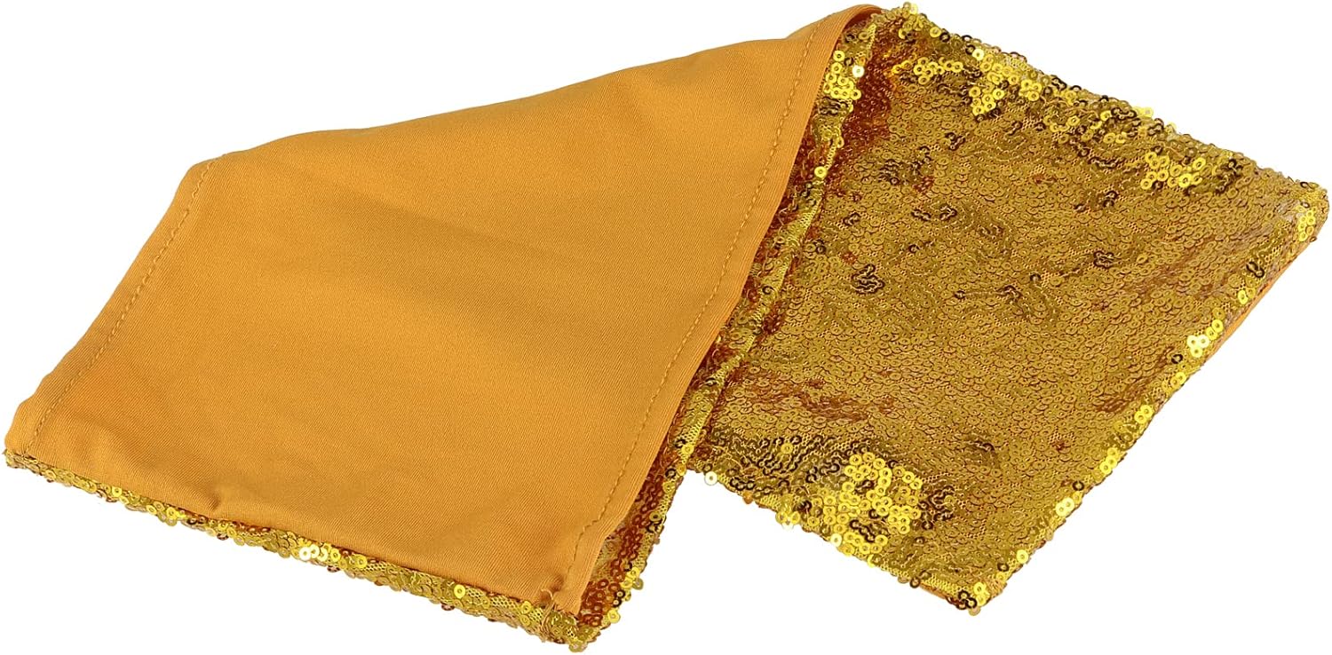 KEILEOHO 60 Pack 14 x 6 Inches Sequin Chair Sashes, Gold Sash Chair Ties Decorative Glitter Bands for Event, Wedding, Banquet, Party