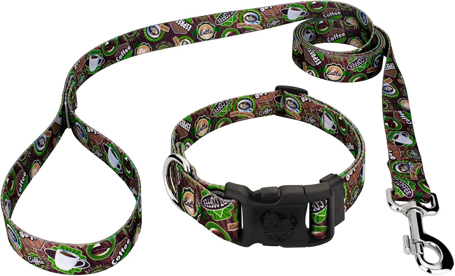 Country Brook Petz - Summer Melon Everyday Dog Collar and Leash - Tasty Collection Featuring Yummy Designs (1 Inch, Large)