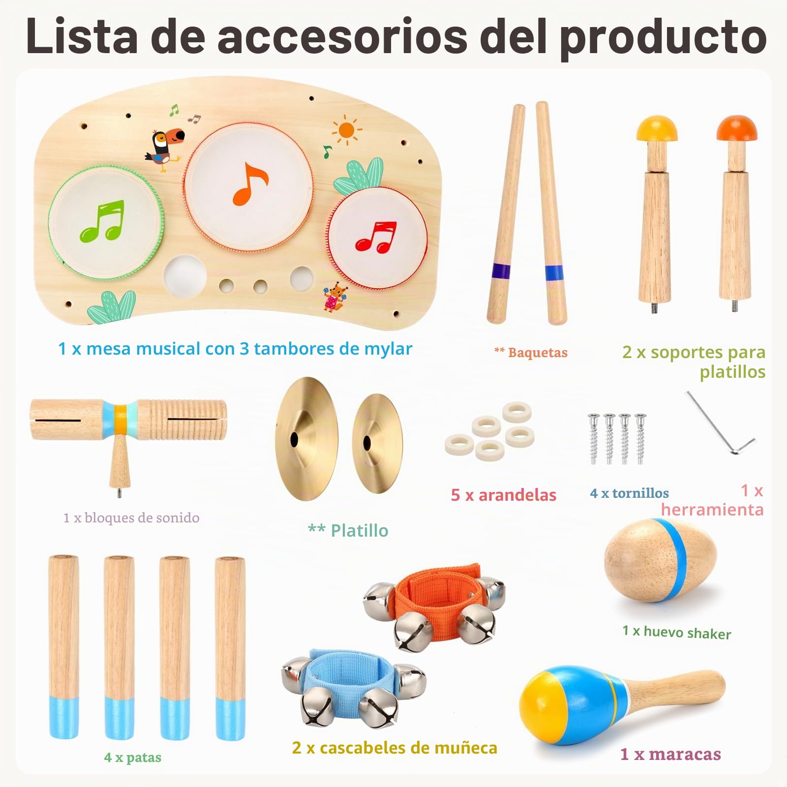 WINGYZ Juego de batería para niños, instrumentos musicales 11 en 1 para niños pequeños, juguetes para bebés