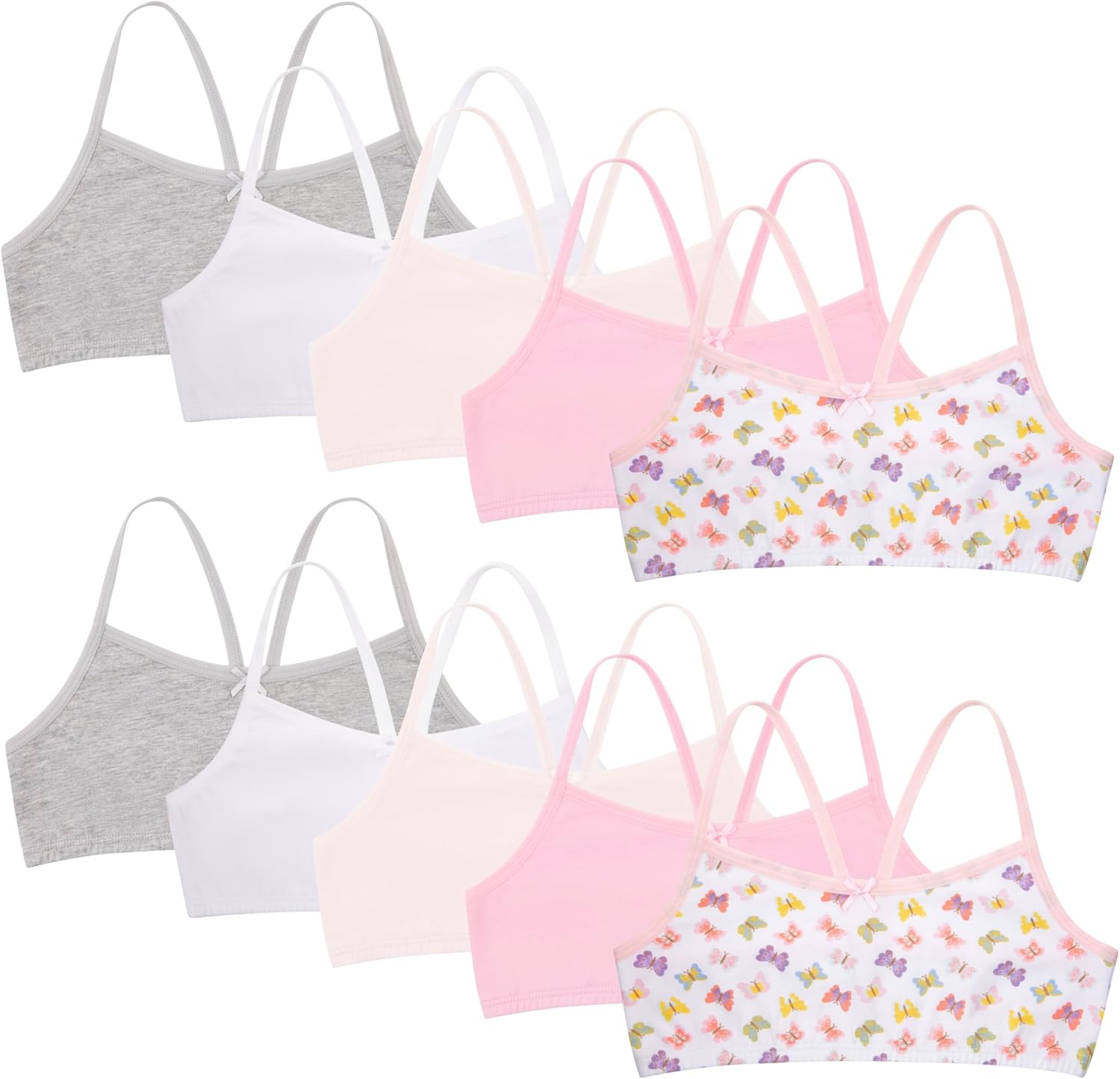 10 Pack Cotton Girls Training Bras - Racerback Crop Cami Training Bras for Girls