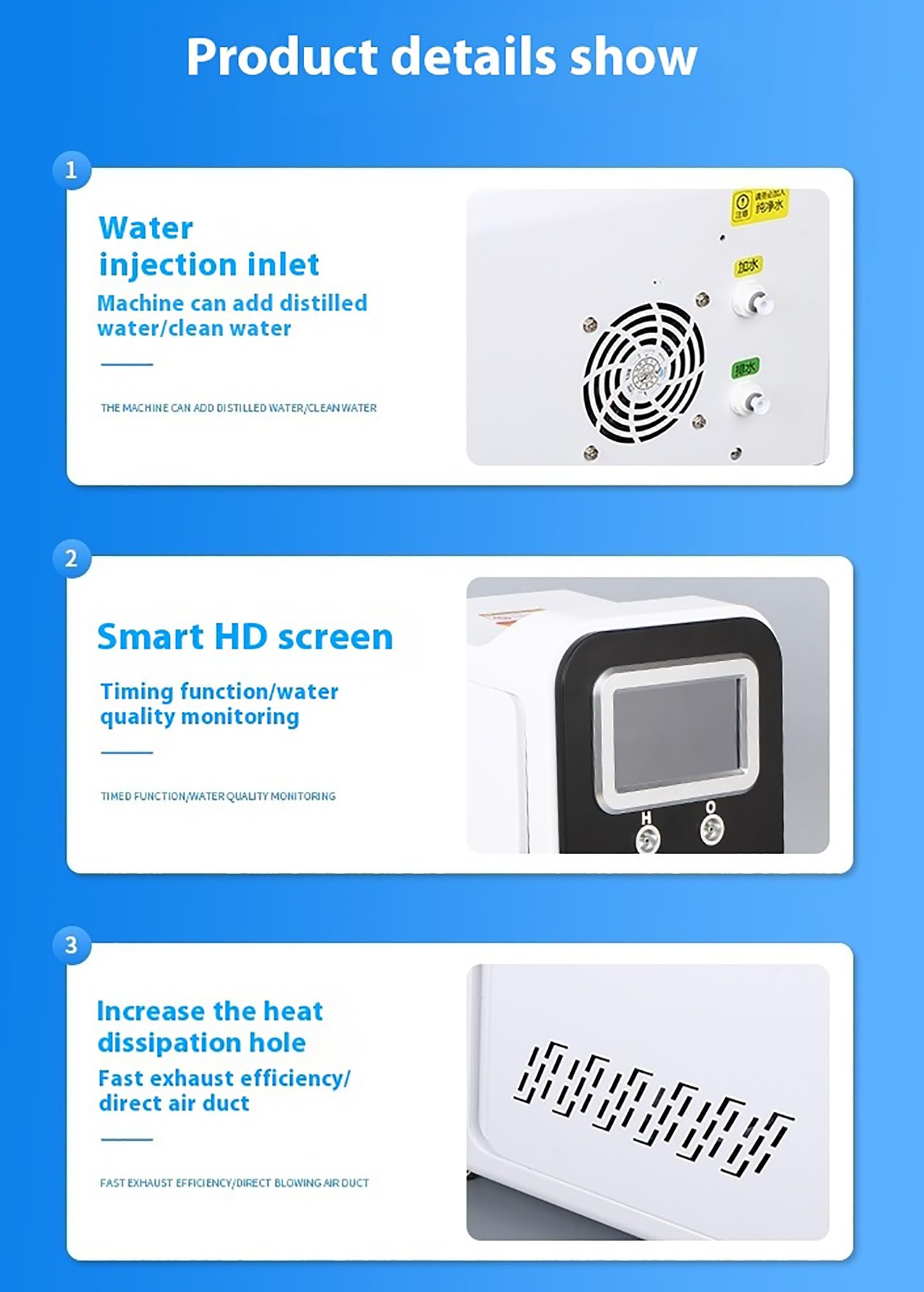 Urządzenie do inhalacji wodorem 1500-3000 ml/min, przenośny generator wodoru o wysokim przepływie, inhalator o czystości 99,99% z podwójnym wyjściem, wykrywanie TDS 1500ml/min