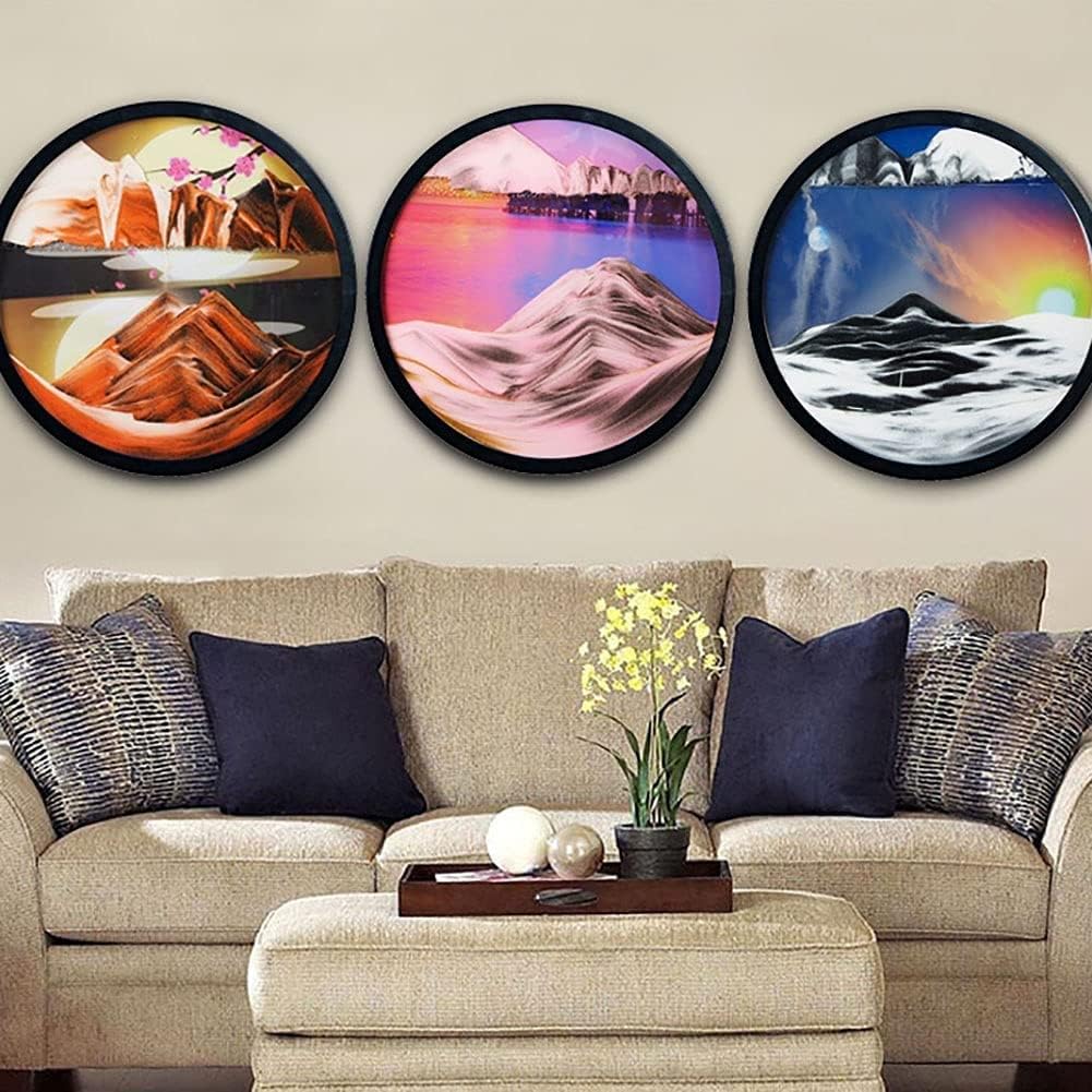 NALoRa 17.4'' Moving Sand Art Decor, Sand Art Liquid Motion,Sand Art Wall Mounted Rotate Sculpture, 360° Rotate Wall Mounted Moving Sand Art Picture Relaxing Mood Home Office Work Decor (Color : K)