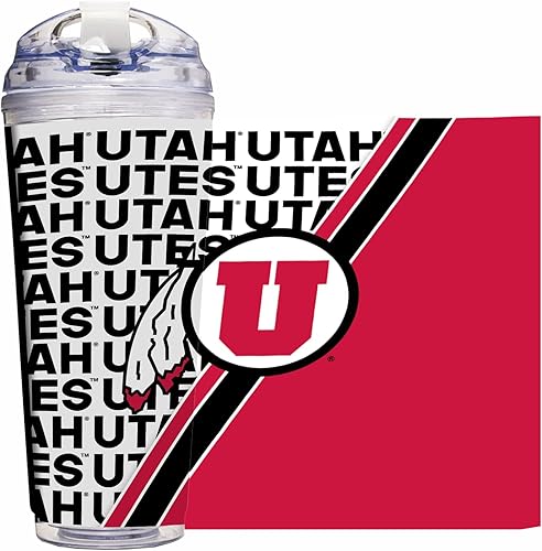 Miniatura 27 de Rico Industries NCAA - Vaso de acrílico estándar de 24 onzas con tapa con bisagras, vaso de doble pared con licencia oficial y popote