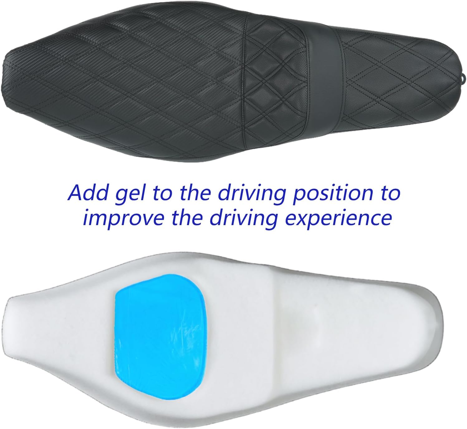 One-Piece Driver & Passenger Seat with Gel Cushion Fit for Harley Touring Electra Glide Road King Road Glide Street Glide 2009-2023 (Diamond + Black Line)