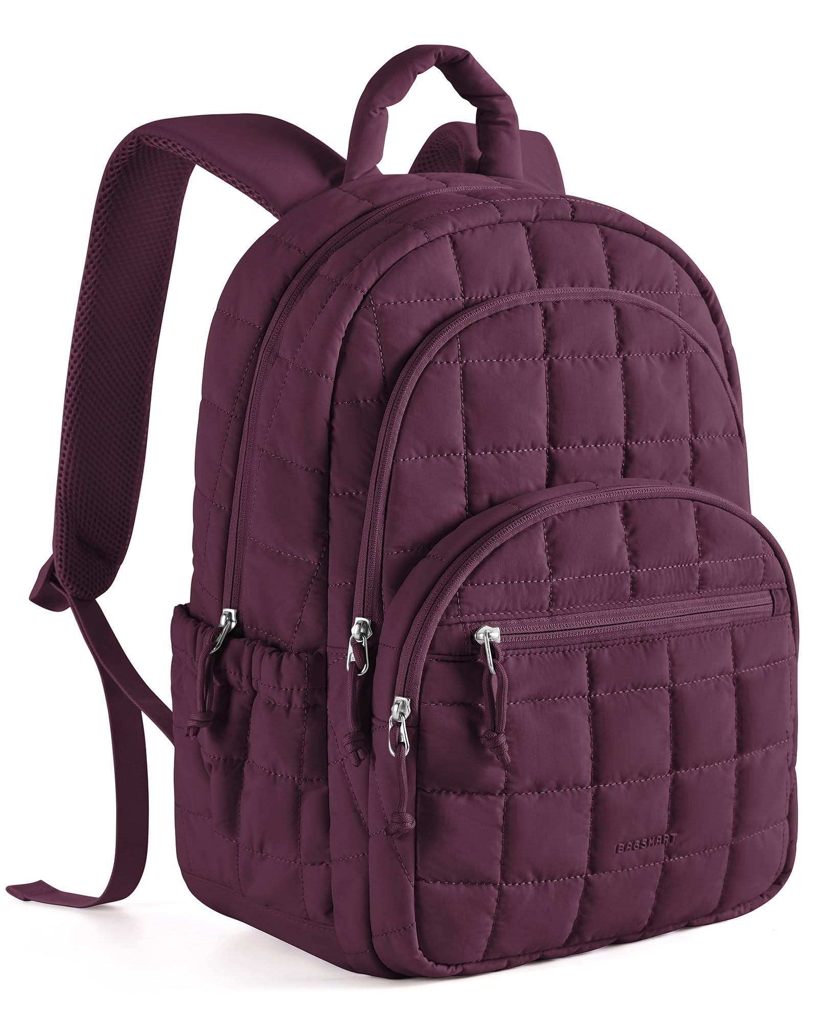 BAGSMART Travel Backpack for Women, College Laptop Backpack, Cherry Red | Fits 15.6" Laptop, Personal Carry-on Size with Trolley Sleeve, Quilted Style for College Nurse Teacher, Water-Resistant Cherry Red Standard 15.6 Inch