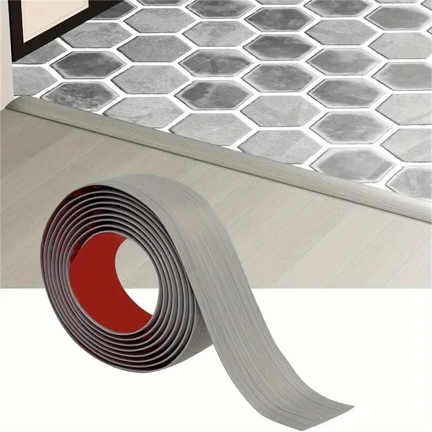 1PC Self-Adhesive Floor Cover Strips Carpet Edge Trim Strip Transition Door Threshold Gaps Bottom Sealin for Thick Rugs & Mats(Maple Wood Grain,3.0m)