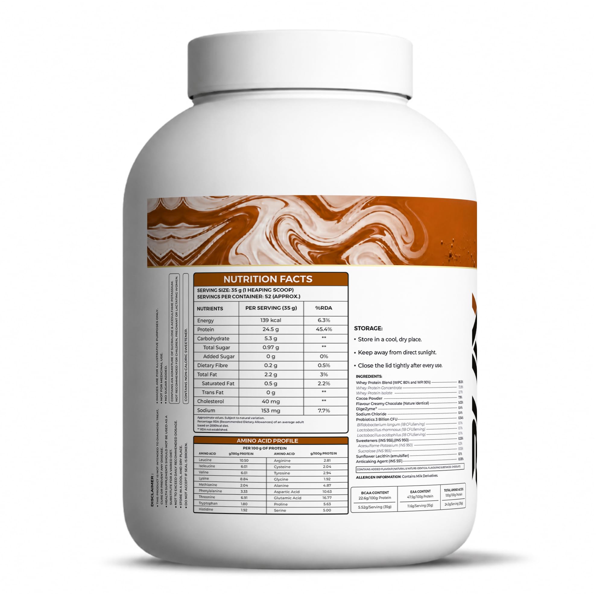 Ripped Up Nutrition- Whey Pro (TRUSTIFIED) - 24GM Protein - 0GM Sugar- Low Carbs Supplements Powder, Digestive Enzimes (1.81 kg (4LBS), Rich Chocolate) — Amazon image 3