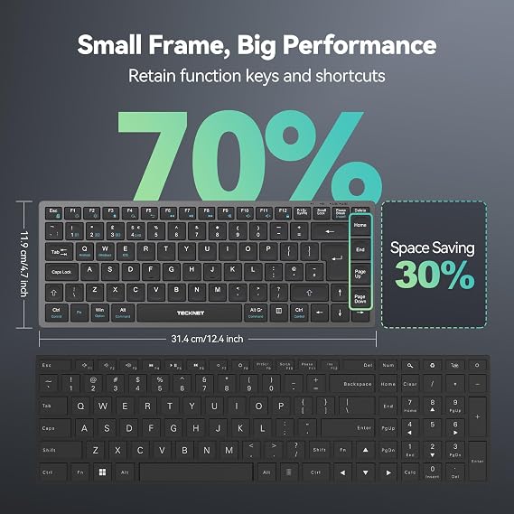 TECKNET Wireless Keyboard, 2.4G Bluetooth Keyboard for 4 Multi Devices