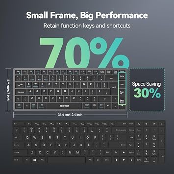 TECKNET Wireless Keyboard, 2.4G Bluetooth Keyboard for 4 Multi Devices