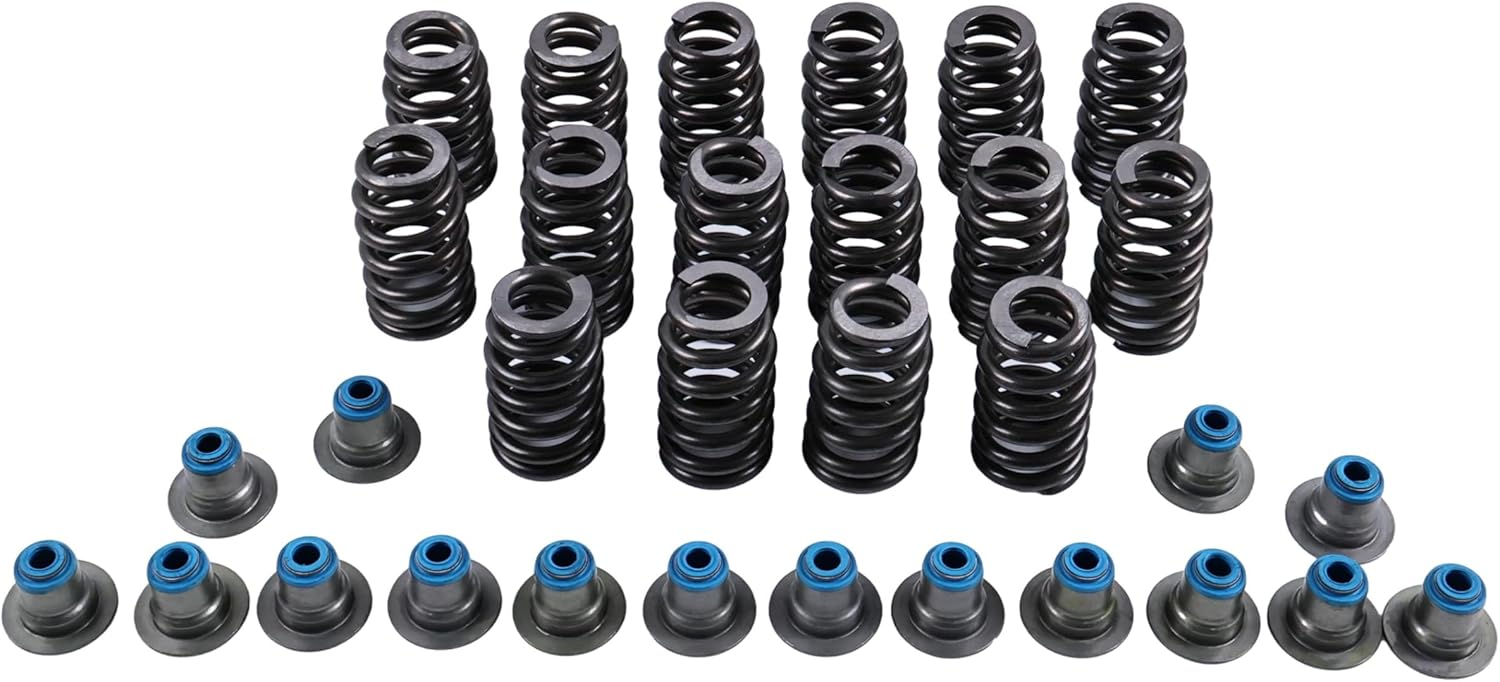 For 16 Pcs 560'' Lift Beehive Valve Springs and Hat Seals 12713265 12499224 12482063 Compatible with Chevrolet GM 4.8 5.3 5.7 6.0 6.2 LS1 LS2 LS3 LS6