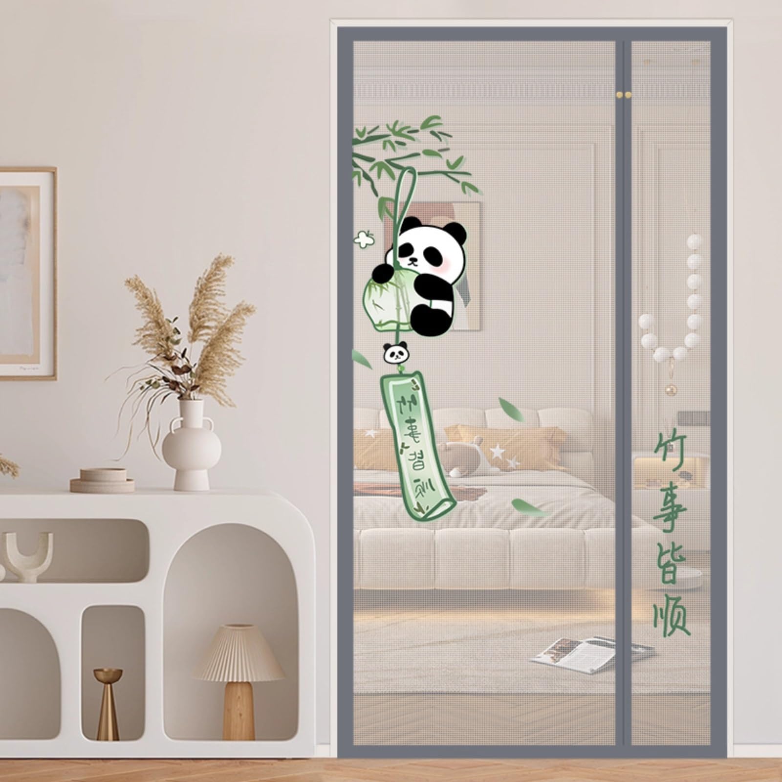 Moustiquaire magnétique pour porte et terrasse avec rideau occultant panda