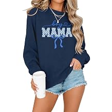 Mama Sweatshirt for Women Boy Mama Letter Print Casual Long Sleeve Pullover
