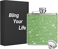 Vista 14 de Diamond - Frascos de cadera de acero inoxidable con purpurina a prueba de fugas con embudo, frasco de cadera con diamantes de imitación, lindo