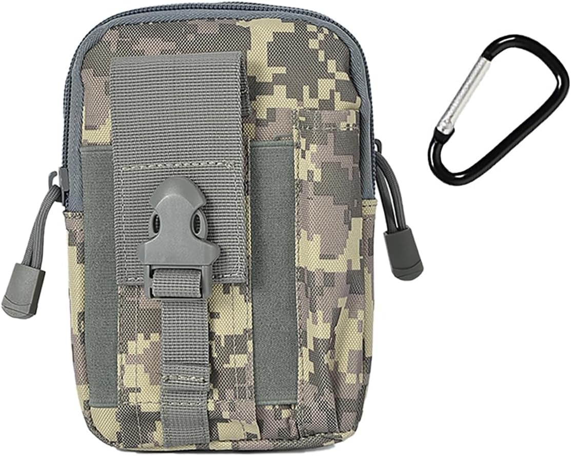 Tactical Fanny Pack for Men,Waterproof Waist Bag with MOLLE System & Carabiner and 600D Camouflage Oxford Durable,Multi-Pocket Design Waist Bag for Hiking, Hunting, Cycling & Outdoor Carry.