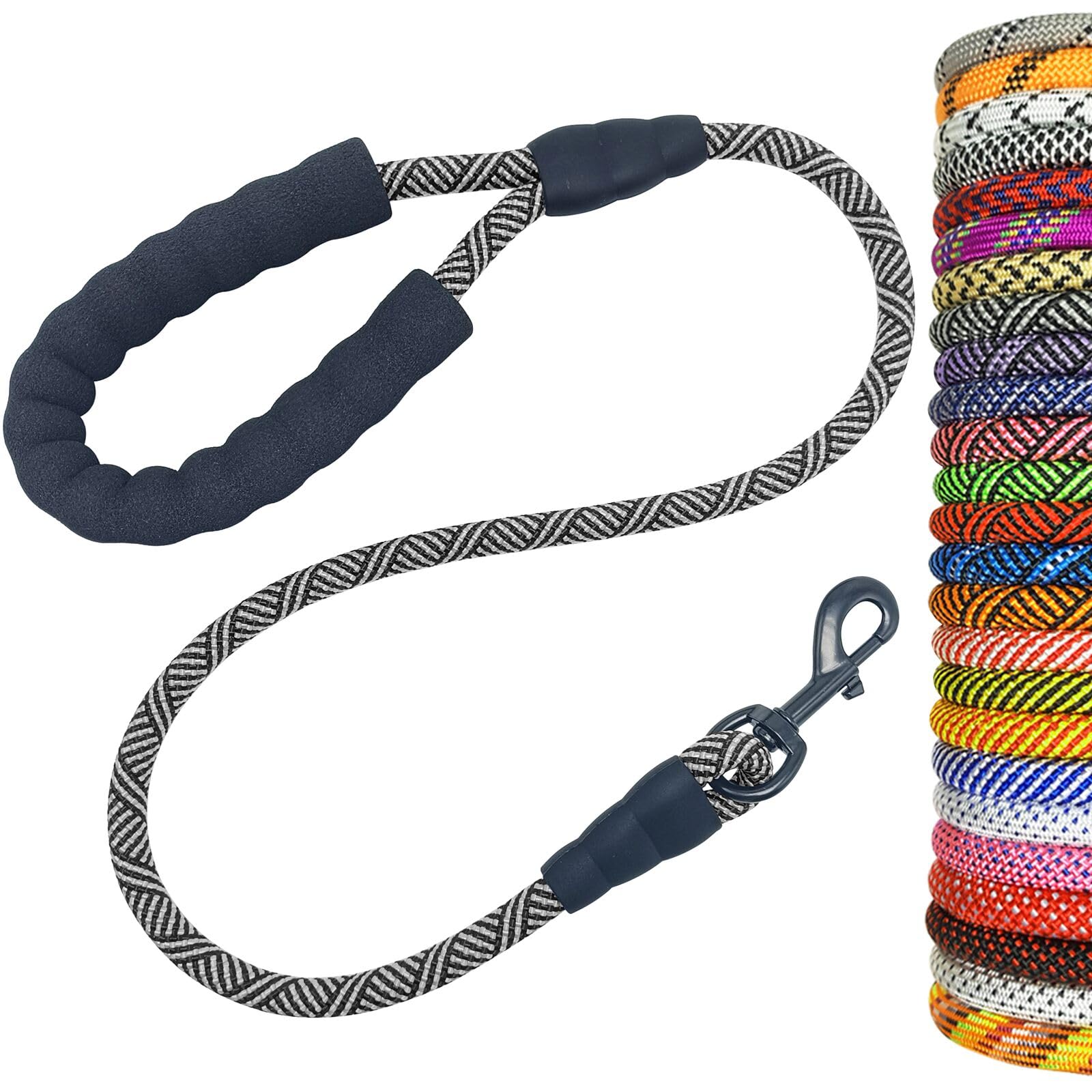 MayPaw 3ft Short Rope Dog Lead for Large Medium Dogs, Soft Handle, Black — image 1