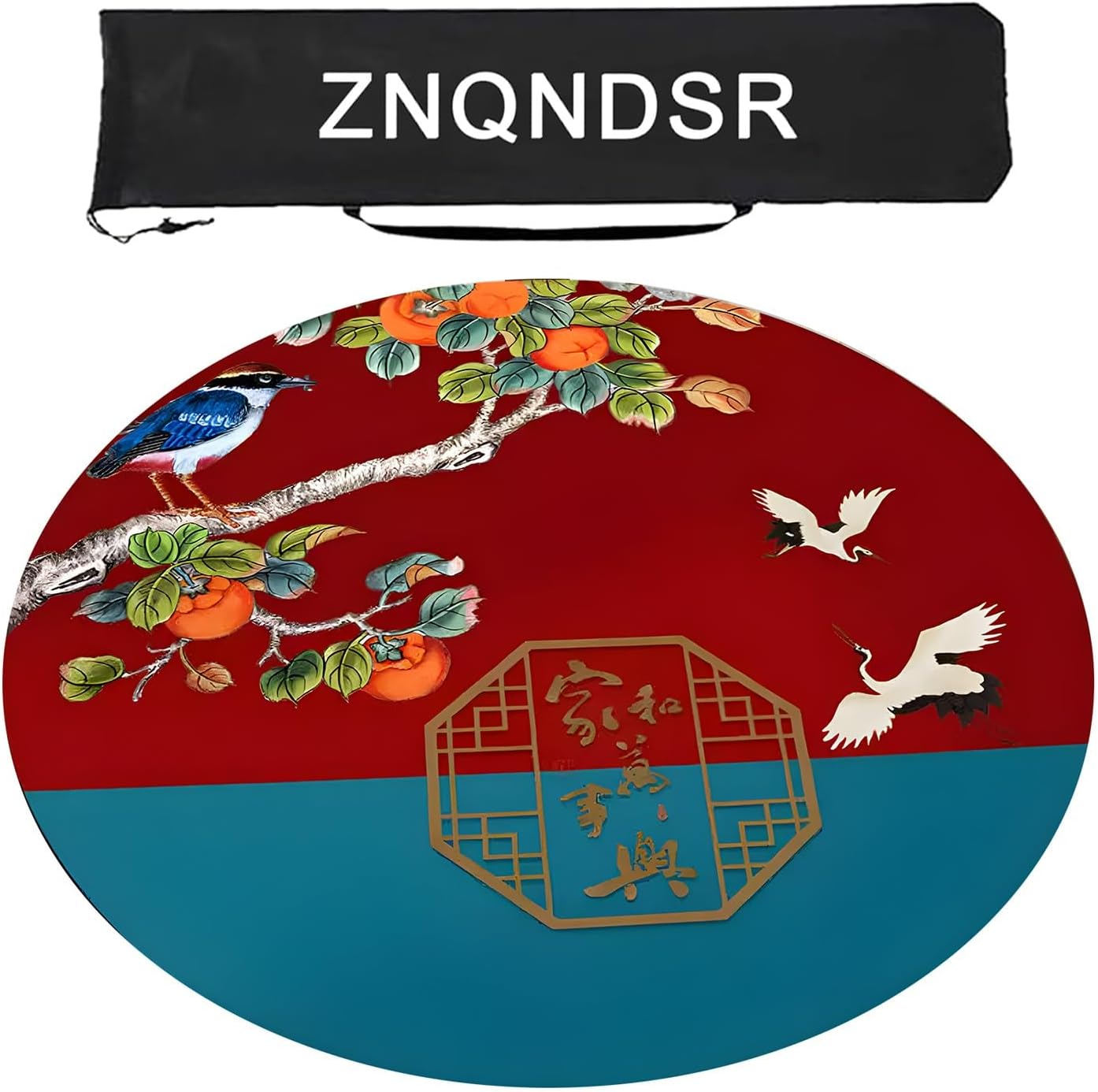 Round Mahjong Table Mat, Mahjong Table Pad for Card Games Board Games, Crystal Velvet and Rubber Anti-Slip Mat(Red,120cm/47in)