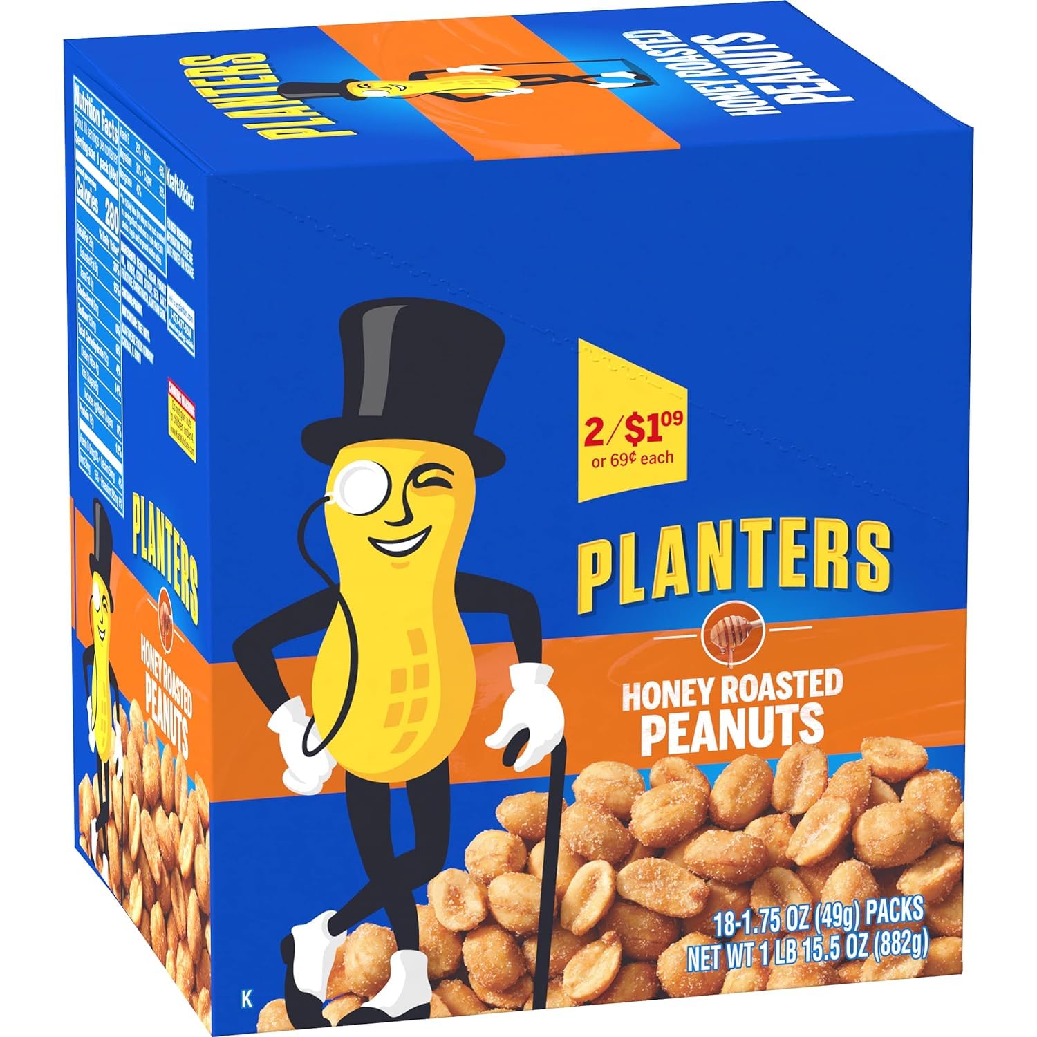 Planters Honey Roasted Peanuts, 1.75 oz Tubes (Pack - 36)