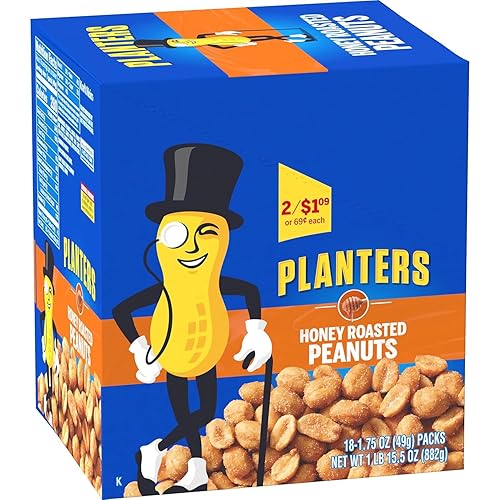 Miniatura 6 de Planters Cacahuetes tostados con miel, tubos de 1.75 onzas (paquete - 36)