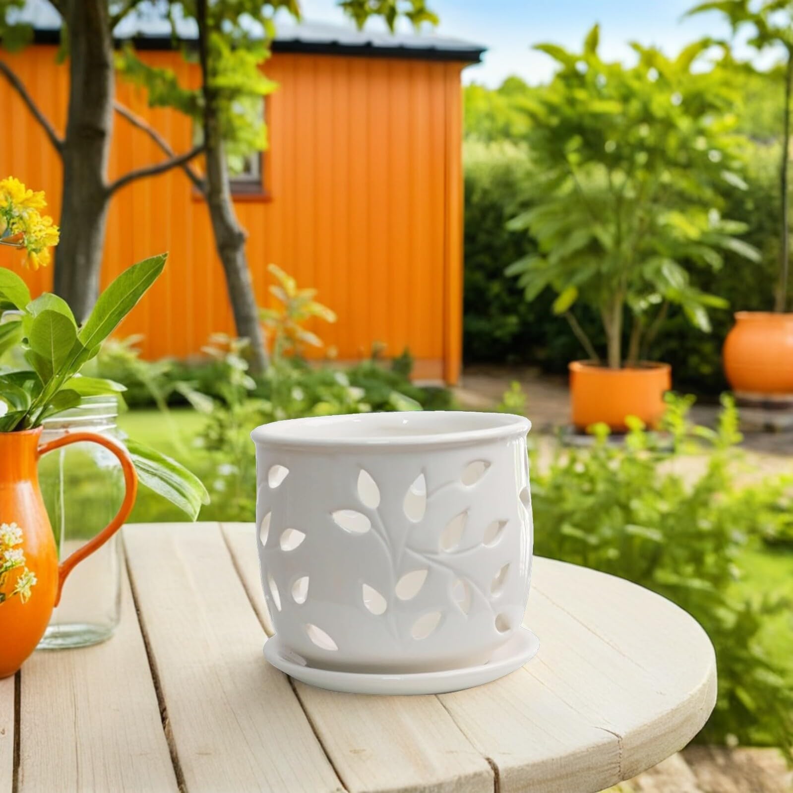 Levemolo Ceramiczne Doniczki Porowate Do Roślin Doniczkowych Do Użytku Na Zewnątrz Doniczki Ceramiczne Doniczka Na Storczyki Doniczka Na Storczyki Z Tacką