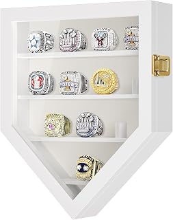 TJ.MOREE 12 Rings Championship Ring Display Case Wall Mount Wooden
