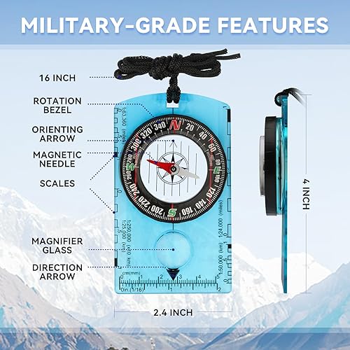 Miniatura 3 de Brújula de orientación, brújula de supervivencia en el desierto para niños, juego de engranajes magnéticos, mapa de navegación, mochilero, camping,