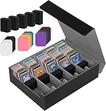 CAUTIOUS MTG Card Deck Box, Deck Box [3800] Cards with [48] Coloured Dividers, [5] Rows Deckbox with 5 Foam Bricks, for Magic Commander YGO TCG Card Black Grey Deck
