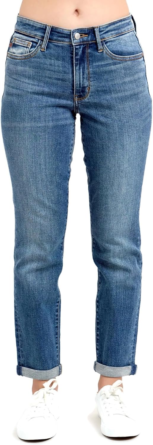Judy Blue Women’s Mid Rise Stretchy Boyfriend Jeans